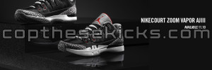 Nike Zoom Vapor AJ3 Jordan Retro 3 Black Release Early Links
