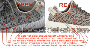 Real vs fake Adidas Yeezy Boost 350 comparison