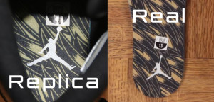 Authentic vs fake Jordan Retro 12 Wings Heel insert print