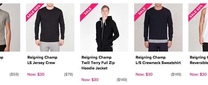 Reigning Champ on sale for only $30