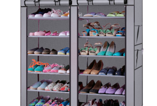 Adjustable 6 Tier Steel Shoe Rack with Cover – $17 with Free Shipping