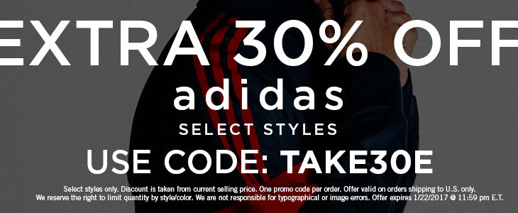 Extra 30% Off Adidas Footwear and Apparel