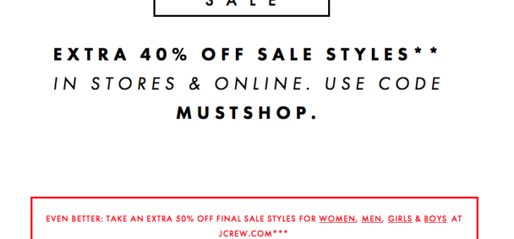 Extra 40-50% Off J. Crew Clothing