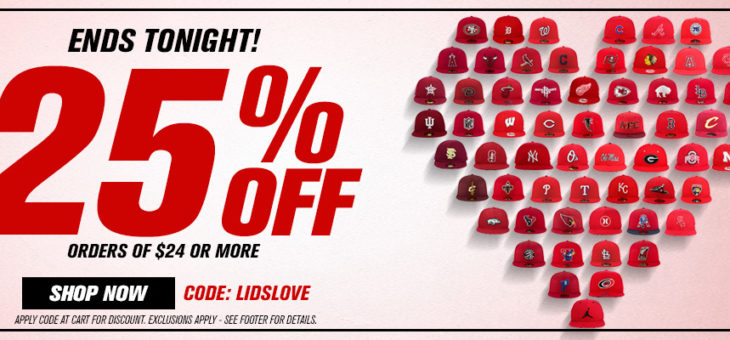 Save 25% Off Hats, Jerseys And Fan Gear – Valentines Coupon