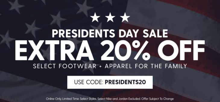 Presidents Day Sale – 20% off Kicks and Clothing