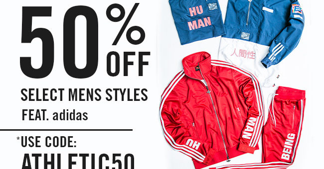 50% off Adidas Apparel including Pharrell Williams Human Race Collection