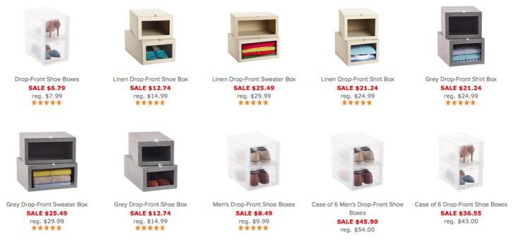 15% off Drop Front Shoeboxes