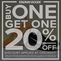 Stadium Goods BOGO 20% off One Day Sale